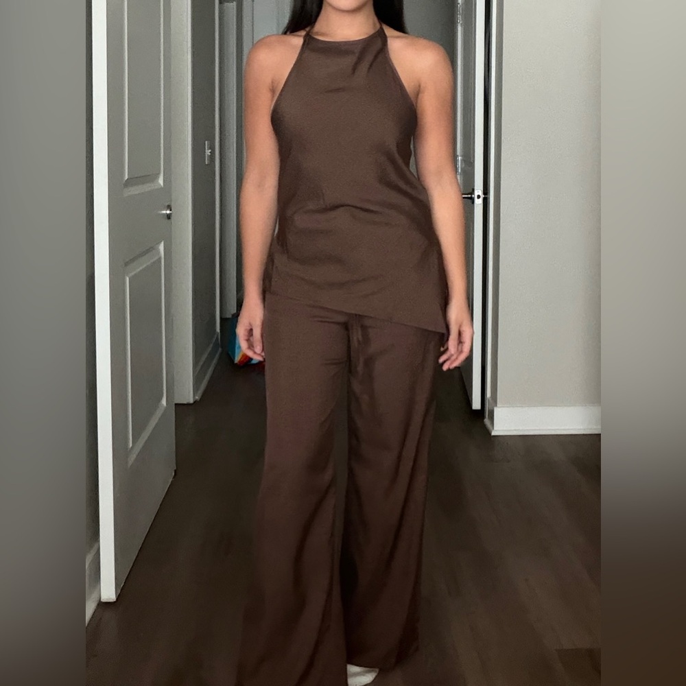 SHEIN Chocolate Brown Wide Leg Jumpsuit